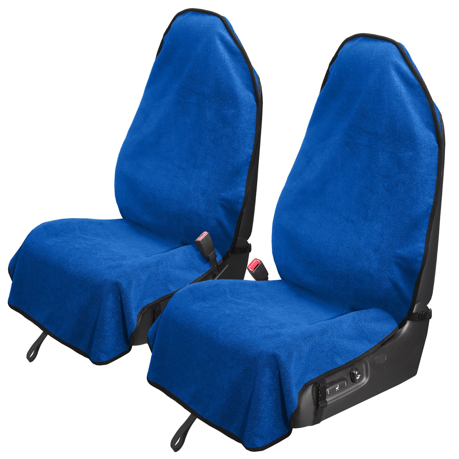 Leader Accessories 2pcs Waterproof Towel Front Seat Covers Blue Non-Slip Bucket Seat Dog & Kid Auto Protector Image