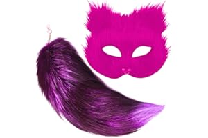 Lupidyyxun Therian Mask and Tail for Girl Furry Cat Fox Wolf Mask Therian for Women Halloween Costume