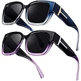 LVIOE 2 Pack Polarized Fit Over Sunglasses for Women Men Oversized Square Over Glasses Sunglasses with UV Protection LS7511