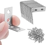 WINSOME Galvanised L Brackets for Wood 25mm x 25mm 16 Pcs Furniture Shelving