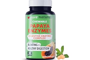 Yuve Naturals Chewable Papaya Enzymes - Sugar-Free Plant-Based Digestive Enzyme Complex for Gas, Bloating & Post-Meal Comfort - Vegan, Non-GMO, Gluten-Free - 90ct