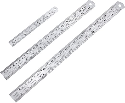 Sopoby 3pcs Edelstahl Lineal Metall Lineal Mit Umrechnung Tabelle