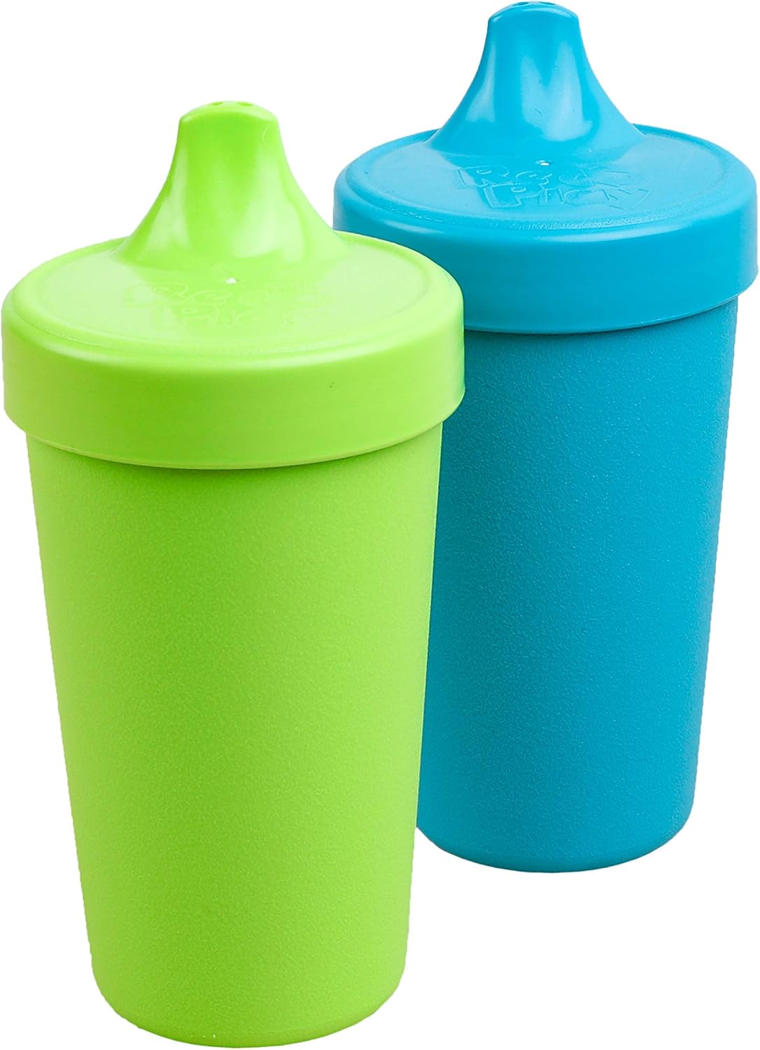 Re-Play MADE IN USA 2pk Toddler Feeding No Spill Sippy Cups | 1 Piece Silicone Easy Clean Valve | Eco Friendly Heavyweight Recycled Milk Jugs are Virtually Indestructible | Lime Green, Sky Blue: Kitchen & Dining