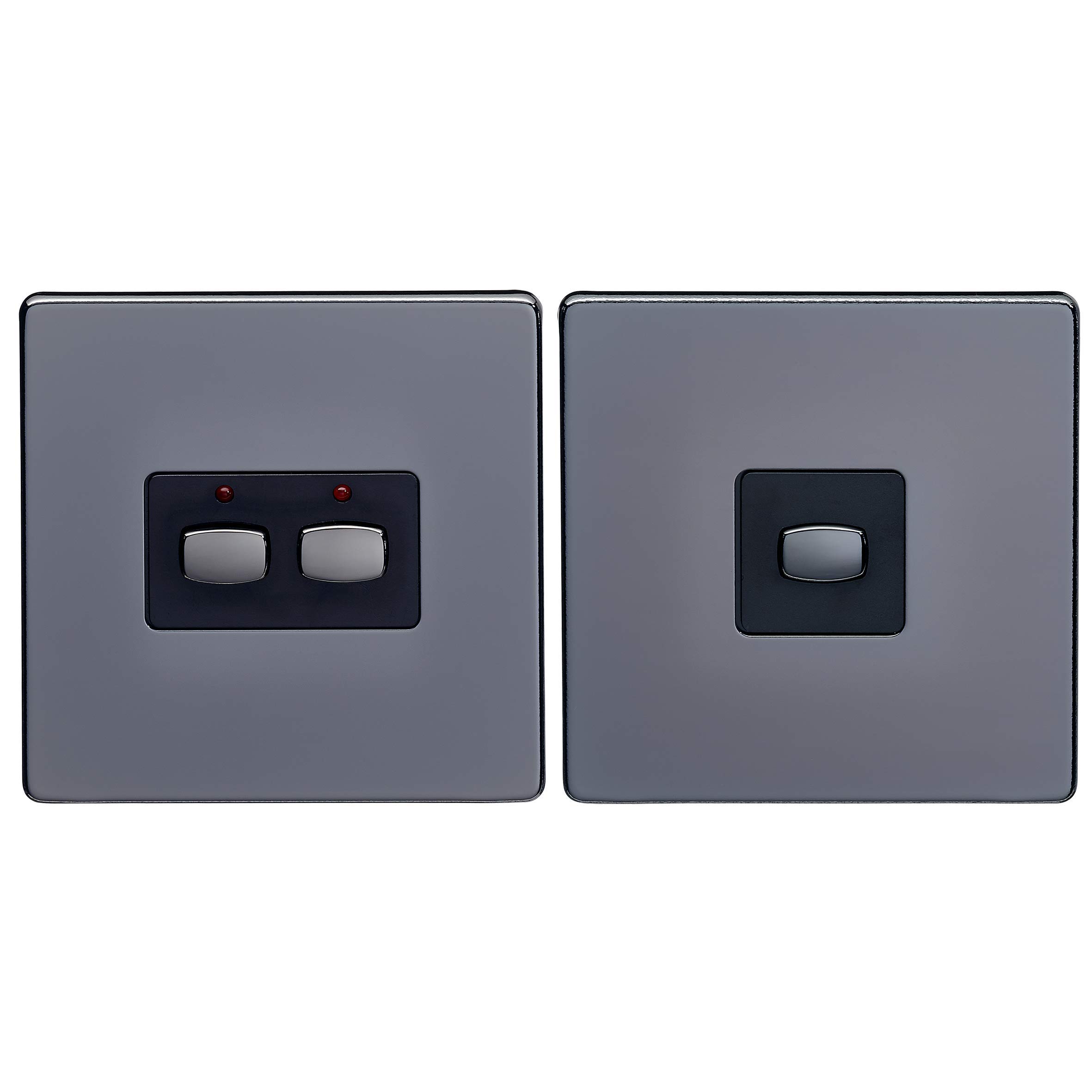 MiHome Smart Black Nickel 2 Gang Light Switch (Two-Way),MIHO091