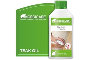Nordicare Teak Oil (525 ml) - Wood Oil for the Entire Indoor Area - Revives the Original Color of Wood - Premium Teak Oil Wood Care Oil with Stain Protection - Natural Silk Matt Finish-Made in Denmark