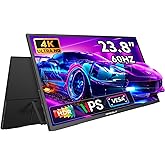 GWSGUT 23.8'' Portable Monitor 4K UHD (3840 * 2160) 120% sRGB Fast IPS External Gaming Screen 60Hz USB-C HDMI Built-in VESA Stand Speakers for Laptop PC Mac Phone PS4/5 Xbox Switch