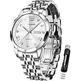 OLEVS Watches for Men Diamond Business Dress Analog Quartz Stainless Steel Date Luxury Casual Fashion Wrist Watch Waterproof Luminous