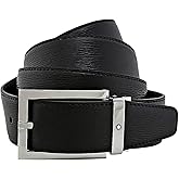 Montblanc 114435 Men's Leather Belt with Rectangular Shiny Stainless Steel Pin Buckle