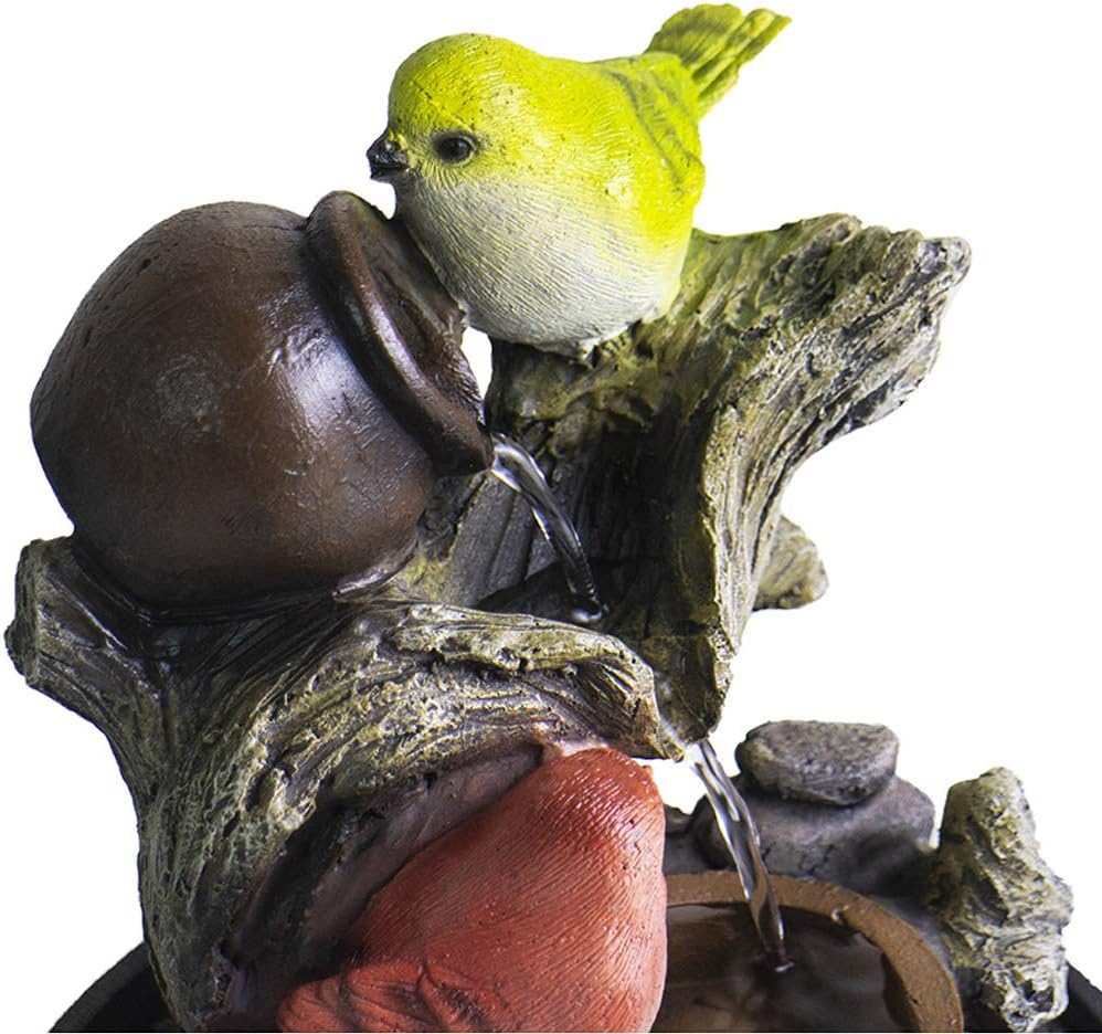 Ferrisland Tabletop Fountain Birds Waterfall Desktop Electric Water Fountain Decor w/LED - Indoor Outdoor Portable Tabletop Decorative Zen Meditation Waterfall Kit Includes Submersible Pump: Home Improvement