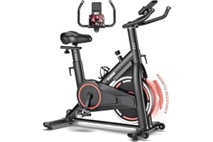 SLUNSE Exercise Bike, Adjustable Magnetic Resistance Brake Stationary Bikes for Home, Quiet Indoor Cycling Bike with Upgraded Seat Cushion, Digital Monitor & Phone Mount, 350lbs Weight Capacity