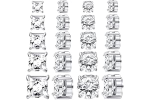 NEWITIN 9 Pairs Magnetic Earrings for Men Clip on Earring Stainless Steel Magnet Earring Unisex Hoop Dangle Cross CZ Studs Non Piercing Magnetic Stud Earrings for Men Women