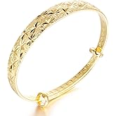 4U 18k Yellow Gold Plated Bangles Classical Adjustable Bangle Bracelet for Women