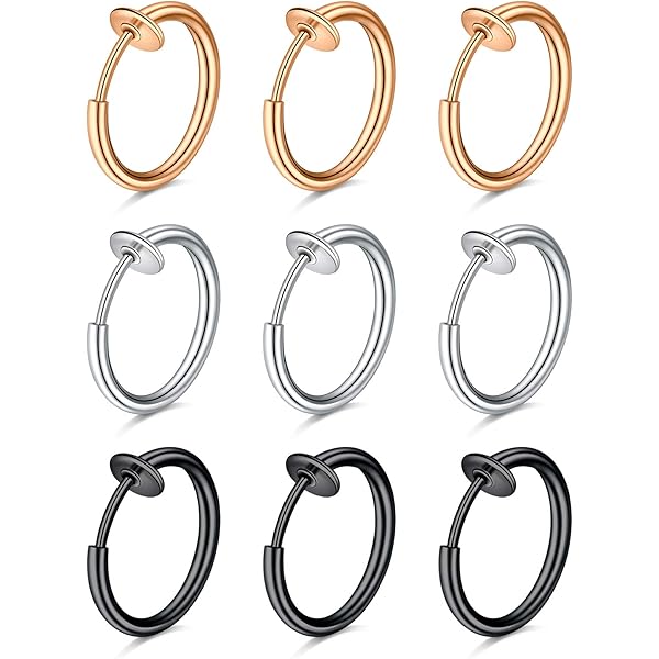 COCHARM Fake Septum Rings - 20pcs Non-Piercing Septum Hoops, No Pain Faux Nose Rings For Women & Men