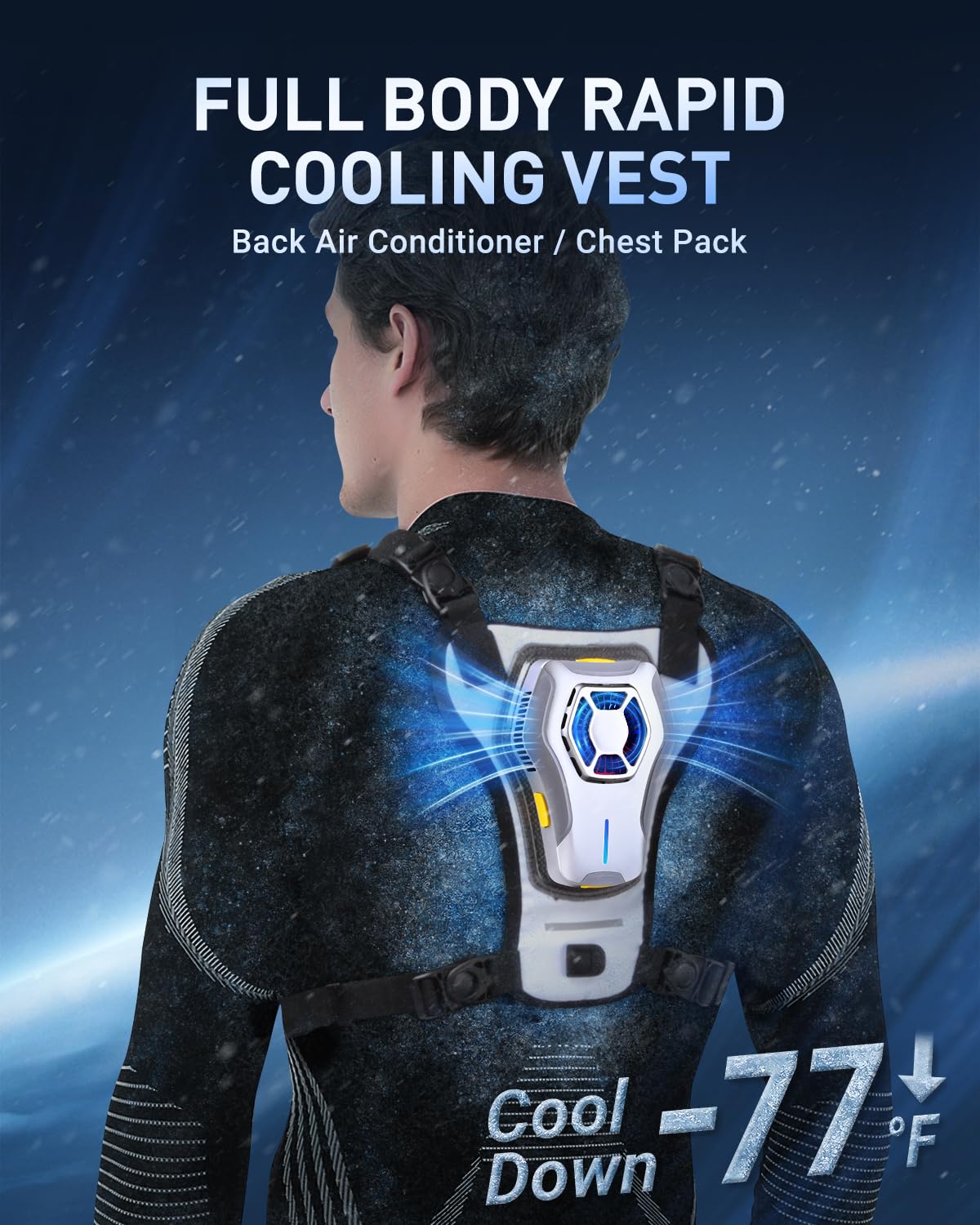 THOUSTA Portable Wearable Fan Rechargeable, Lightweight Cooling Vest, Portable Back Air Conditioner, Cooling Clothes Perfect for Travel, Sport, Hiking (Black)