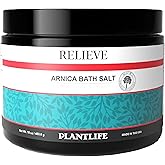 Plantlife Arnica Relieve Mineral Bath Salts - Made with Arnica and 100% Pure Essential Oils - Relieve Products are a Homeopathic Solution for Everyday Use - Works Quickly and Effectively - 16 oz