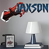 Multiple Color Options Personalized Power Superhero Name Wall Decal – Custom Kids Room Decor, Hero Hand Holding Name, Boys Bedroom Wall Art, True Colors Decor