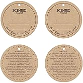 CandMak Candle Hang Tags, 160pcs 2" Diameter Handmade with Love Scented Candle Labels, Warning Labels for Candle Making
