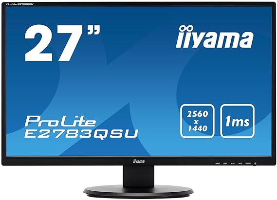 iiyama ProLite E2783QSU-B1 68,5cm (27 Zoll) LED-Monitor WQHD (DVI, HDMI, DisplayPort, USB3.0, FreeSync) schwarz