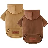 2 Pack Dog Hoodie Warm Hood Dog Sweater Cold Weather Small Dogs Sweatshirt Comfort Pet Clothes for Small Medium Dogs with Pockets Cats Chihuahua Clothes for Male Female Girl Boy Sporty Daily Wear