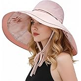 Wide Brim Women Summer Sun Floppy Hat Beach Bucket Fishing Hats Reversible Packable UV Protection, Metal Wired Edge
