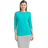 ESTEEZ 3/4 Sleeve Crew Neck Cotton T-Shirt for Women - Relaxed Fit - Base Layering Top