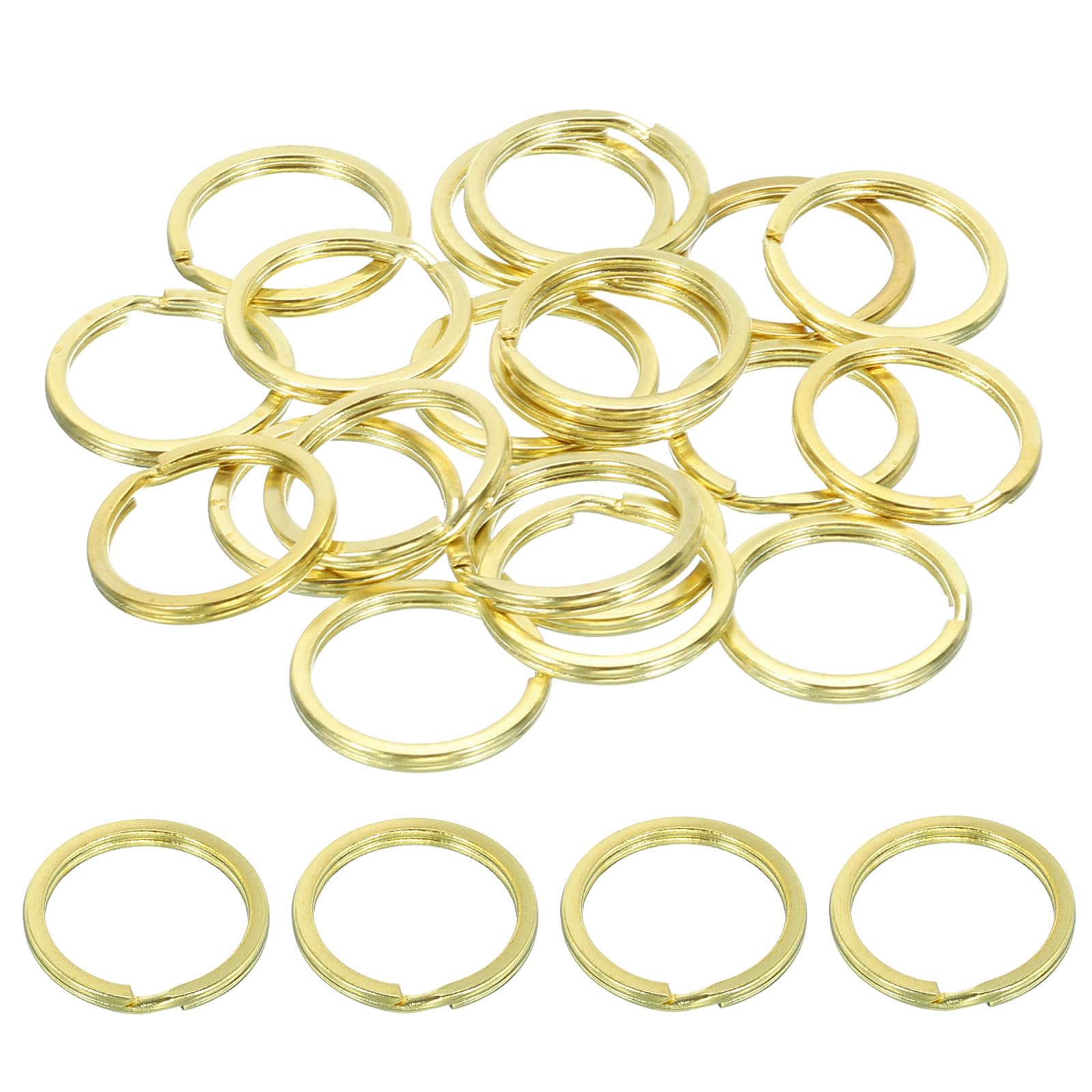 PATIKIL Flat Split Rings, 20Pcs 1"/25mm Dia Brass Flat Split Key Chain Rings for DIY Home Office Car Keys