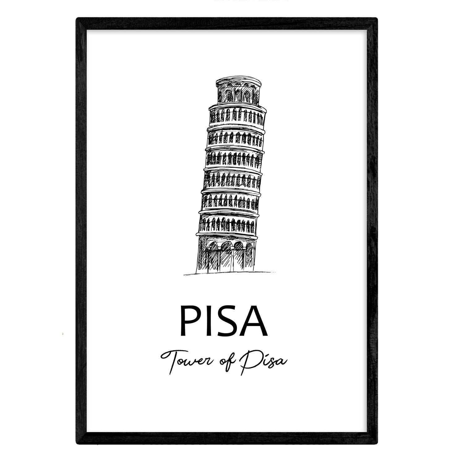 Nacnic Poster of Pisa - Torre. Sheets with monuments of cities. A3 size — image 1