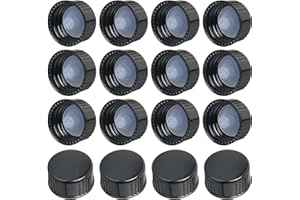 MEETOOT 16pcs Phenolic Resin Cover 20mm Black Poly Seal Screw Caps for Daily Chemicals, Food, Cosmetics Bottles