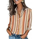 Zeagoo Button Down Shirts for Women 3/4 Sleeve Tops V Neck Collared Blouses Business Casual Outfits S-2XL