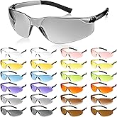Queekay 24 Pairs Safety Glasses Unisex Anti Scratch Protective Goggles Impact Resistant Lens Eyewear
