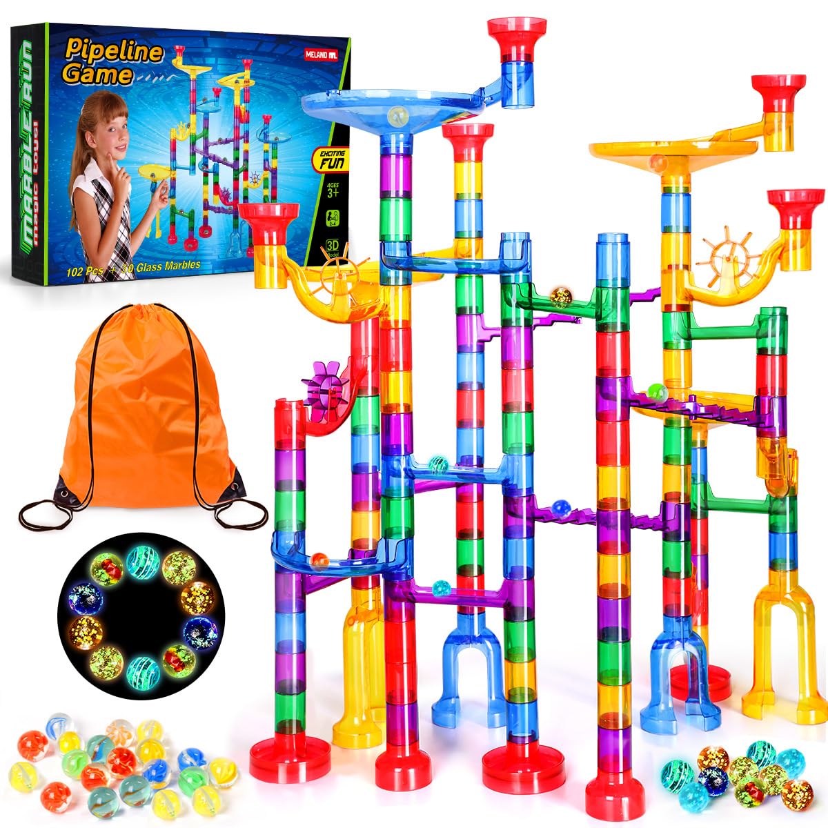 LOYO Marble Run, 132 Pieces SETM Marble Run Toys for 4+ Year Old Boys Girls Birthday Gifts