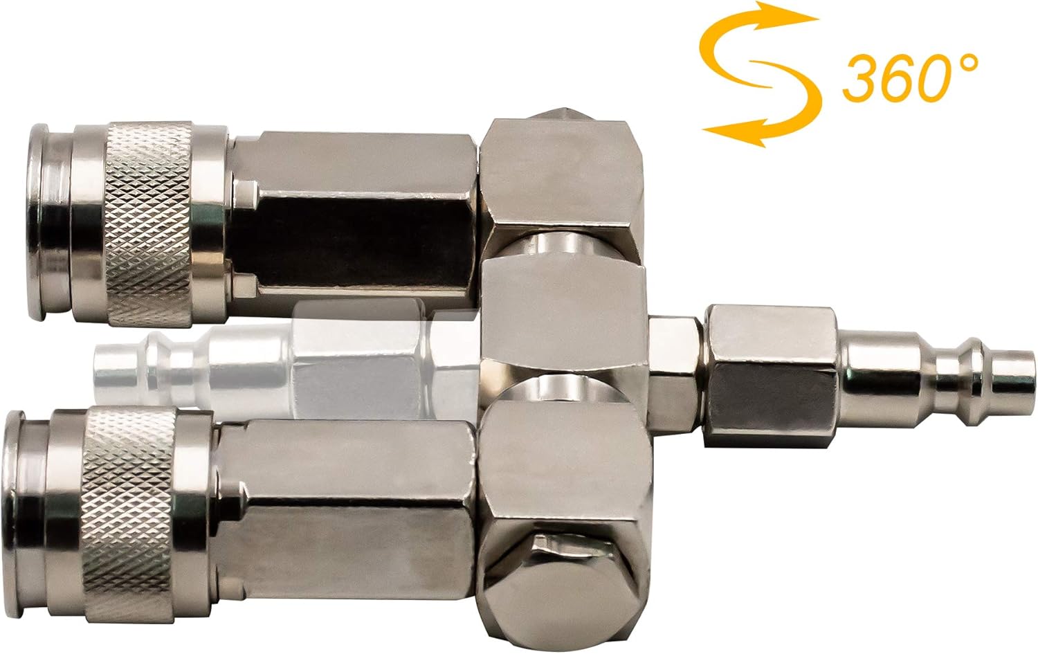 FIXSMITH Air Hose Connector- 2 Way Air Hose Splitter, 1/4 In NPT, Air Compressor Accessories Fittings, Swivel 360 Degrees Connectors. - - 