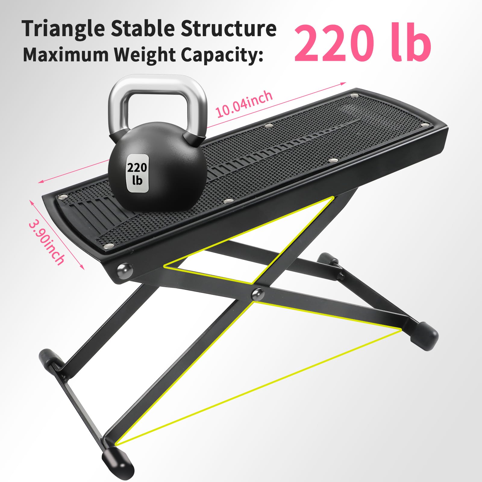 Pedicure Foot Rest, 6 Heights Adjustable Non-Slip Foot Stand for Pedicure, Foldable Pedicure Stool Tool for Easy at Home Pedicures, No More Bending or Stretching - Image 3