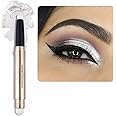 White Eyeshadow Stick, Eye Brightener Stick Eyeliner Pencil with Soft Smudger, Long Lasting Waterproof Eye Highlighter Makeup(01 Pearl White Shimmer)