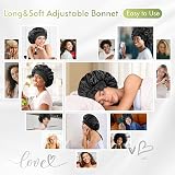 BONNET QUEEN Satin Bonnet for Sleeping Black Hair Cap Night Sleep Cap Scarf view 4