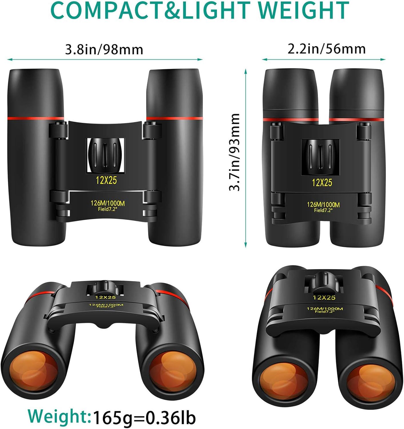 POLDR 12X25 Small Pocket Binoculars Compact Adults, Mini Kids Binoculars Boys for Bird Watching, Concert Theater Opera : Camera & Photo