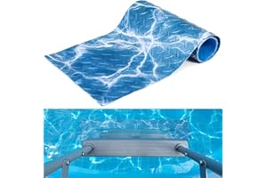 Drydiet 30" X 9" Above Ground Pool Ladder Mat, Swimming Protective Nonslip Step Pad with Texture, Pool Essentials Accessories for Floor Liners and Stairs, Blue Water Pattern