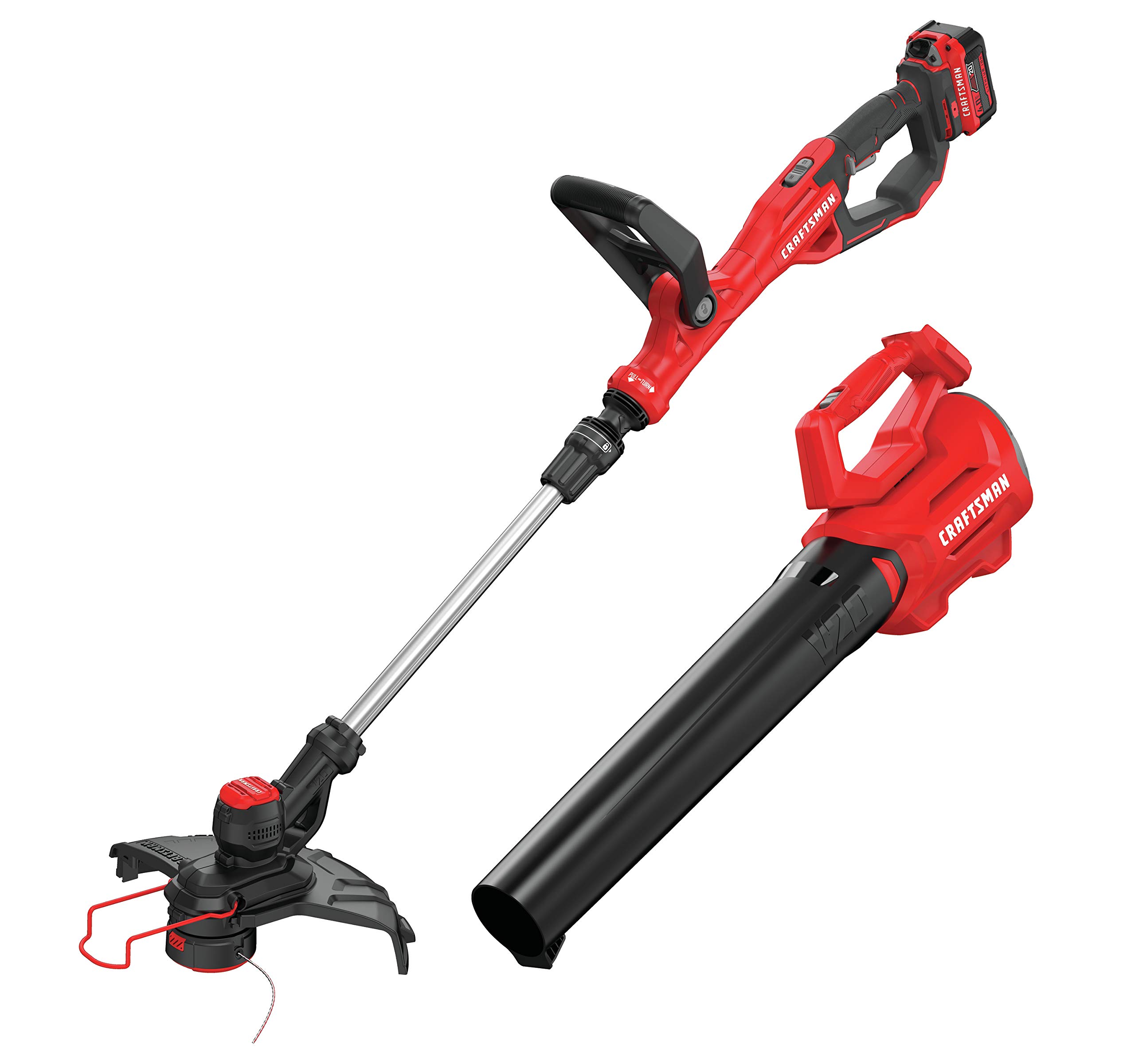 CRAFTSMAN CMCK197M1 V20 WEEDWACKER Trimmer & Blower Combo Kit (4.0Ah) String Trimmer, Red; BATTERY NOT INCLUDED