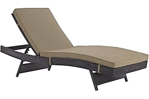 Modway Convene Wicker Rattan Outdoor Patio Chaise Lounge Chair in Espresso Mocha