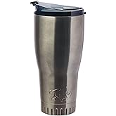 Silver Buffalo Double Walled Vacuum Insulated Stainless Steel Tumbler With Flip Top Lid Keeps Hot and Cold, Travel Coffee Mug Leak Proof Lid, 30 Ounces, Gray