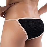 Dimgut Men's Mesh G Strings Briefs Sexy Low-Rise Bikini Breathable Lingerie Underwear