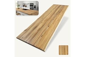 GENERIC 74 in x 39 in x 1.5 in Live Edge Walnut Stained Acacia Wood Butcher Block Countertop, Prefinished Solid Wood Table Top for Kitchen Islands, Workbenches, or Dining Areas.