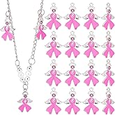 PH PandaHall 20pcs Pink Ribbon Awareness Charms with Angel Wing Breast Cancer Awareness Ribbon Enamel Pendant Charms for Breast Cancer Ribbons Lapels Women Necklace Bracelet Crafts
