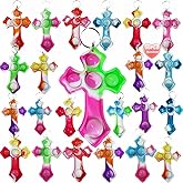 Goodangie00 30 Packs Rainbow Bulk Religion Cross Mini Pop Fidget Keychain Bubble Toy for Kids Classroom Treasure Chest Students Prizes,Birthday Goodie Bag Stuffers,Easter Party Favors Gifts