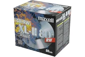 Maxell CD-RW 80 Storage Media (Audio/Music 80 Minutes) - Pack of 10 disc in Jewel case