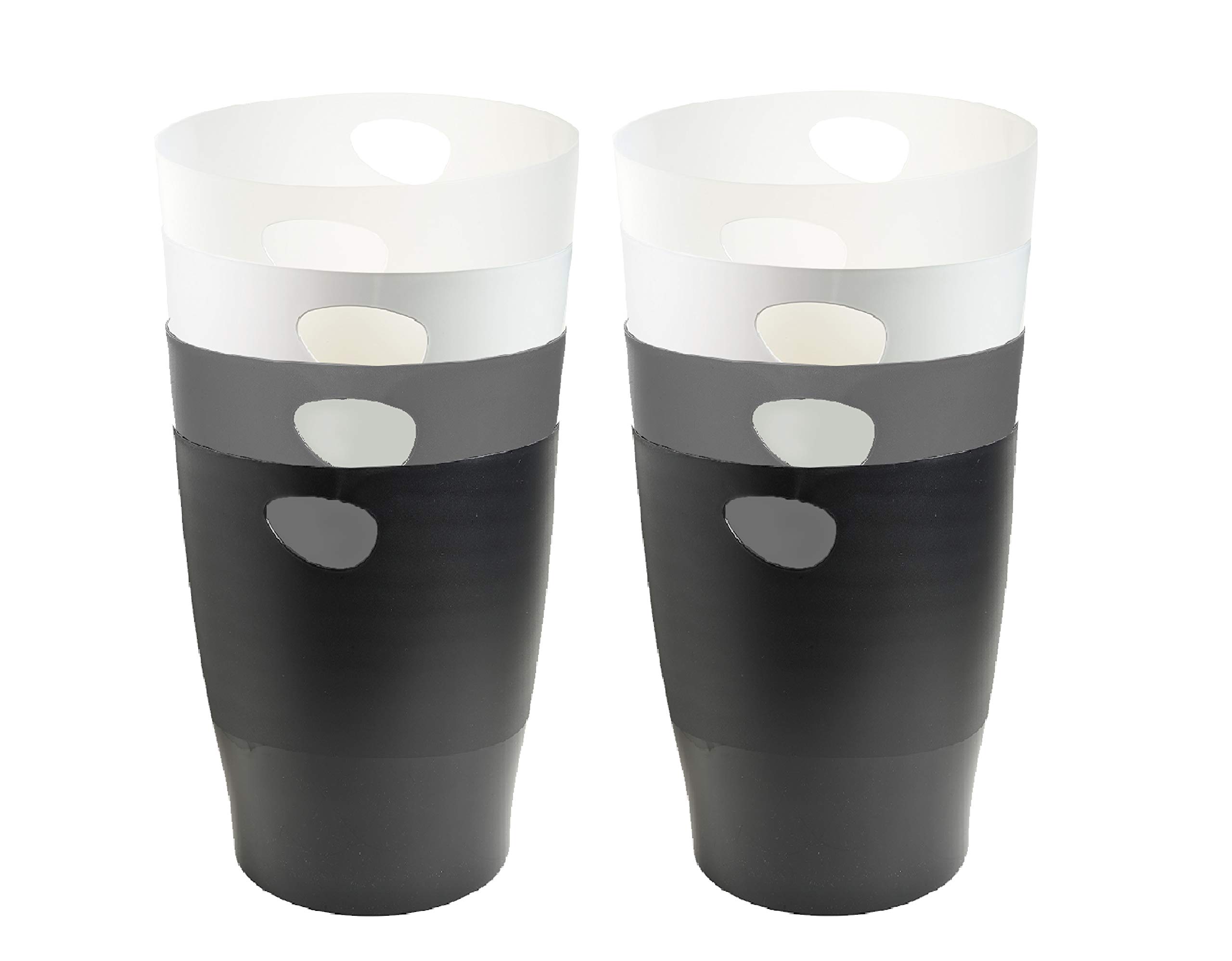 Exacompta - Ref 45398D - Office Ecobin Waste Paper Bin - 263 x 263 x 335mm in Size, 15L Capacity, Integrated Handles - Assorted Monochrome Colours (Pack of 8)