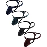 iKingsky Men's Breathable Pouch Thong Underwear Sexy Low Rise Bulge T-back Panties for Men