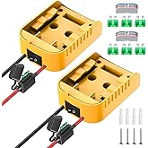 2 Pack Power Wheel Adapter for Dewalt 20V Battery Adapter with Switch, Fuse & Wire Terminals, 12AWG Wire, Power Wheel Battery Converter for DIY Ride On Truck, RC Car Toys and Robotics