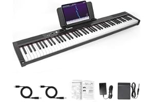 Kmise Piano Keyboard 88 Key Full Size Semi Weighted Electronic Digital Piano with Music Stand,Power Supply,Sustain Pedal,Bluetooth,MIDI,for Beginner Professional at Home/Stage
