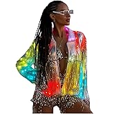 LEDPATY Women Sequin Coat LED Light Up Fringe Tassel Disco Cowgirl Outfit Blue Tooth SYNC